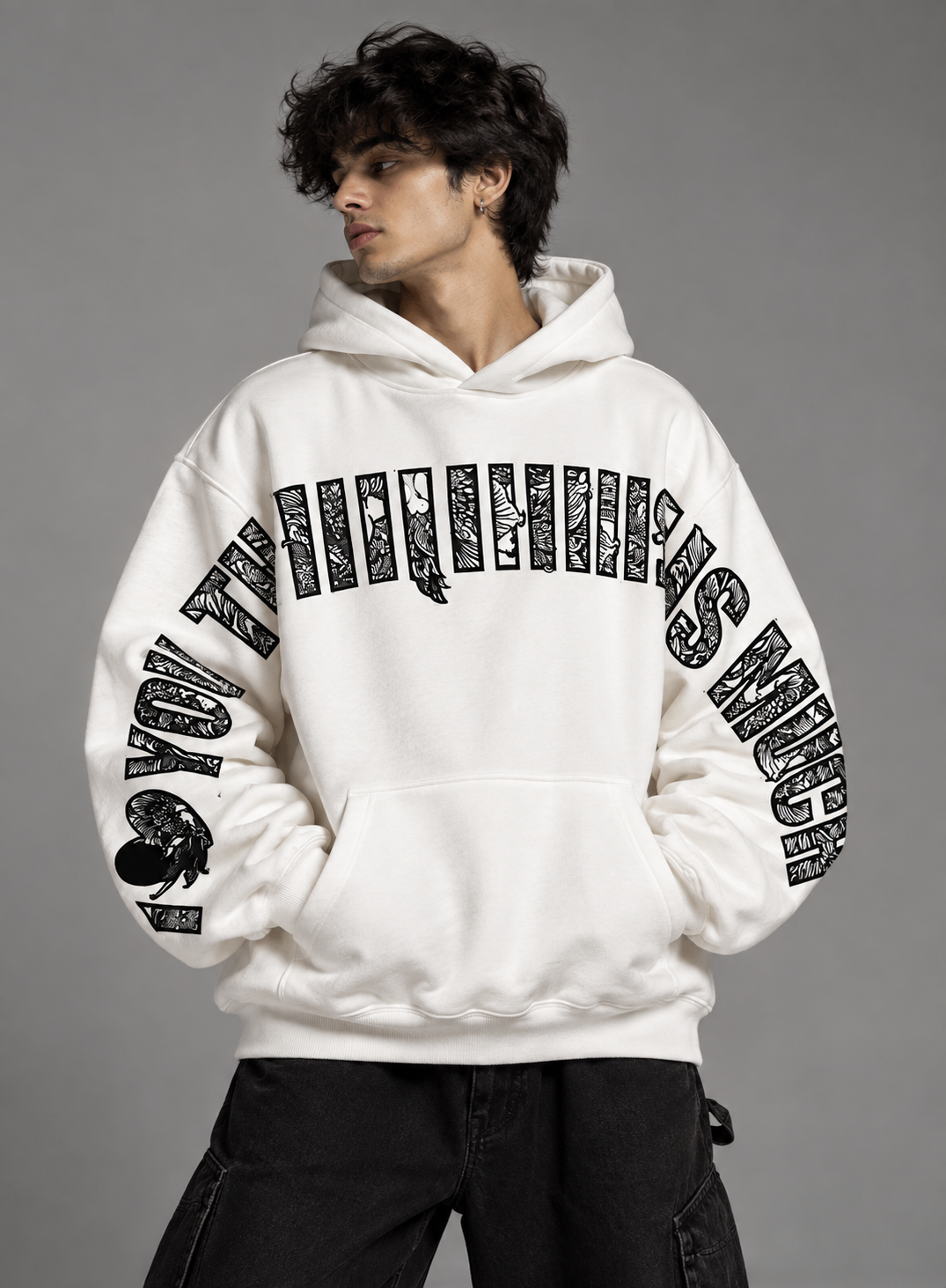 I Love You This Much off White Oversized Graphic Hoodie – Section Zero