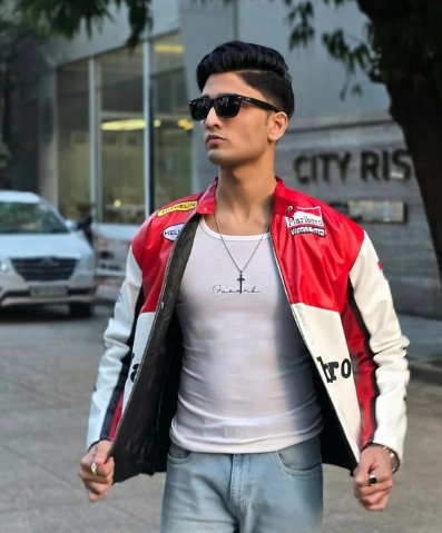 Marlboro red and white racing jacket front view by Section Zero