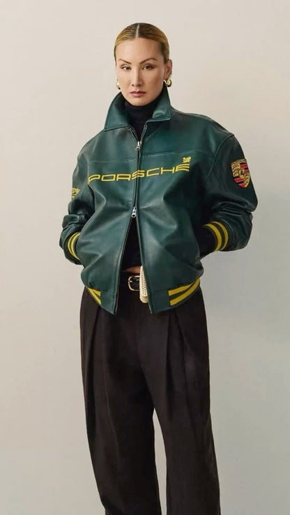 Aime Leon Dore x Porsche Racing Leather Jacket – Limited Edition Streetwear by XOVRA® - XOVRA.IN