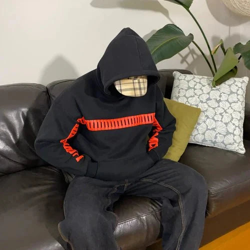 Black oversized graphic streetwear hoodie by Section Zero