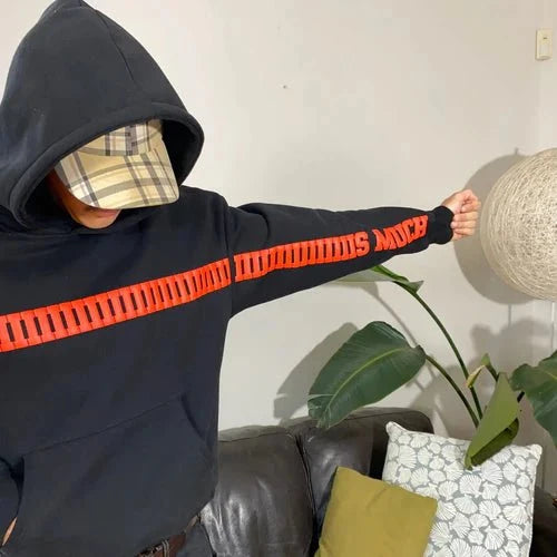 I Love You This Much black oversized hoodie by Section Zero front view
