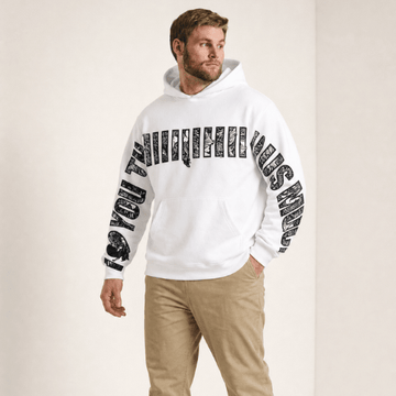 I Love You This Much Oversized Graphic Hoodie – White - XOVRA.IN
