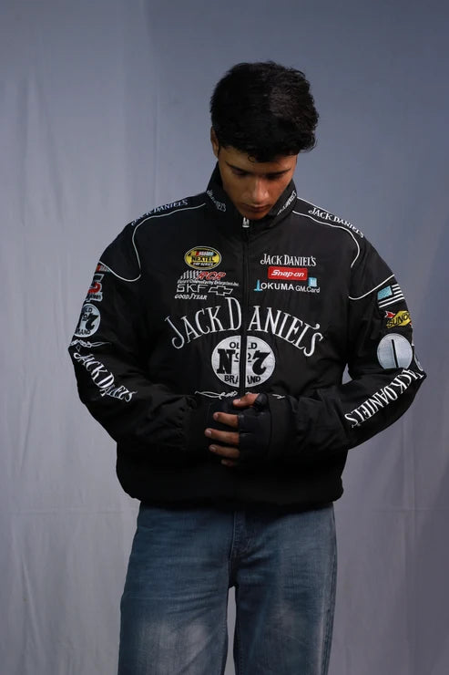 Jack Daniels Racing Jacket graphic and fabric detail by Section Zero