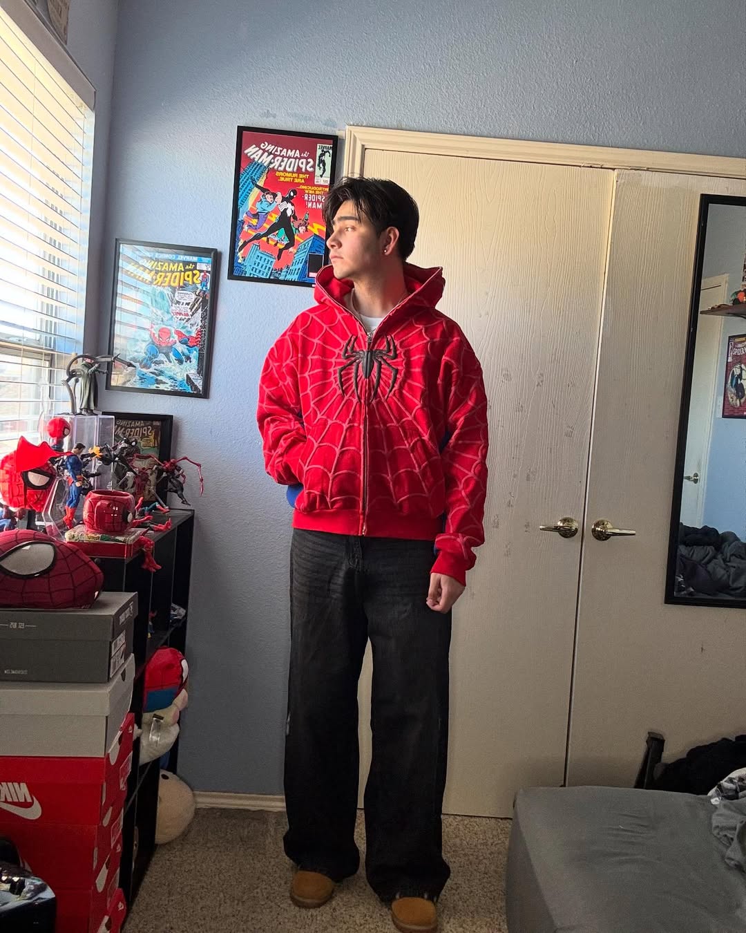 Spidey Society OG Red Zip - Up Jacket – Urban Streetwear with Superhero Swagger - section zero 