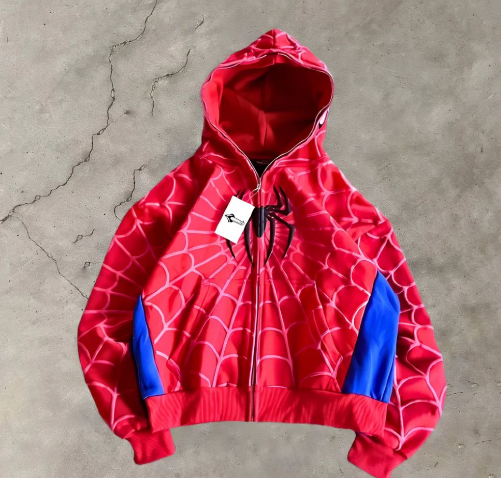 Spidey Society OG Red Zip - Up Jacket – Urban Streetwear with Superhero Swagger - section zero 